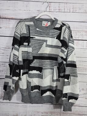 VTG Eagles Ridge Geometric Knit sweater 80/90s Made in USA mens size x-large